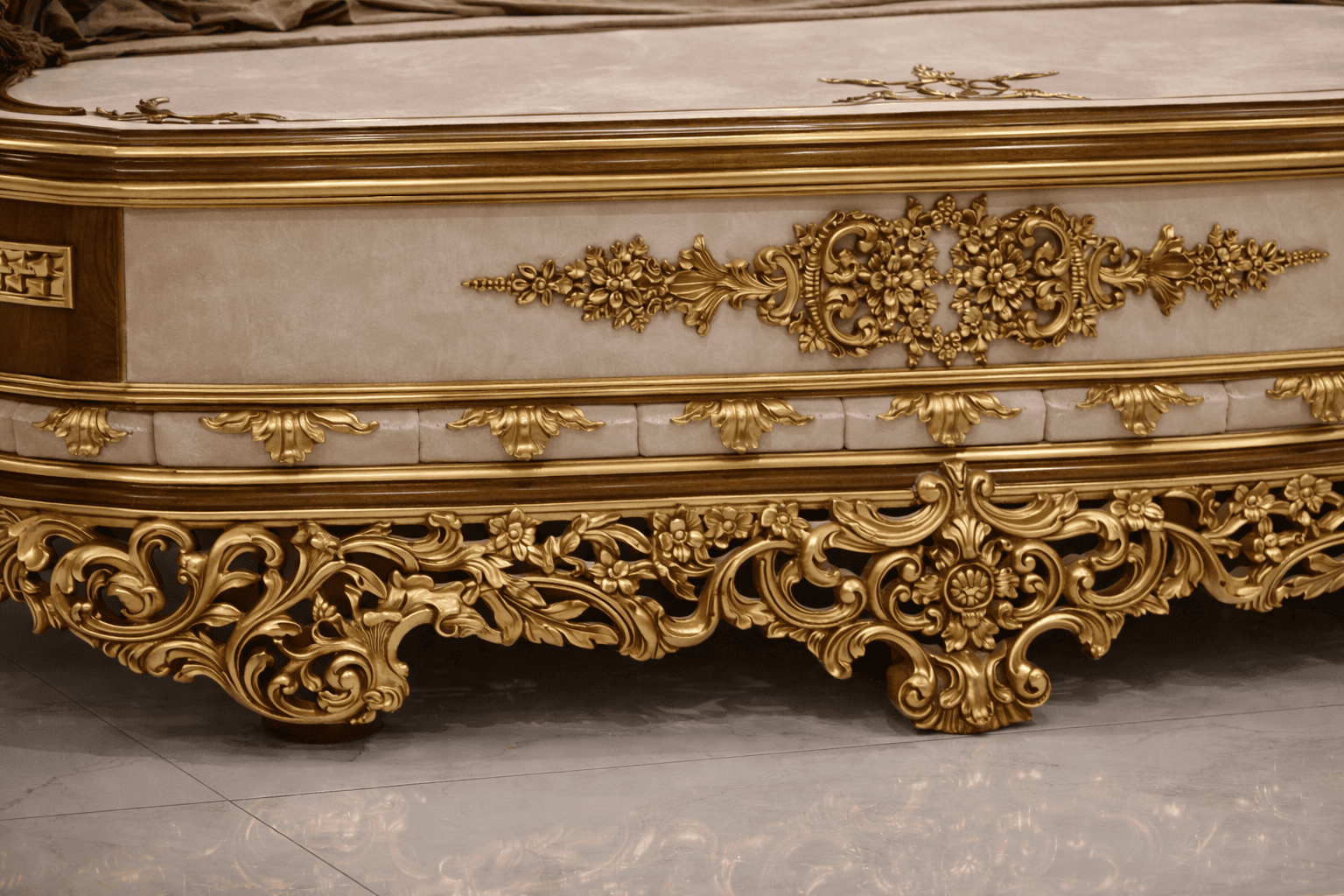  Royal Imperial Gold Carved Bed Set - View 4