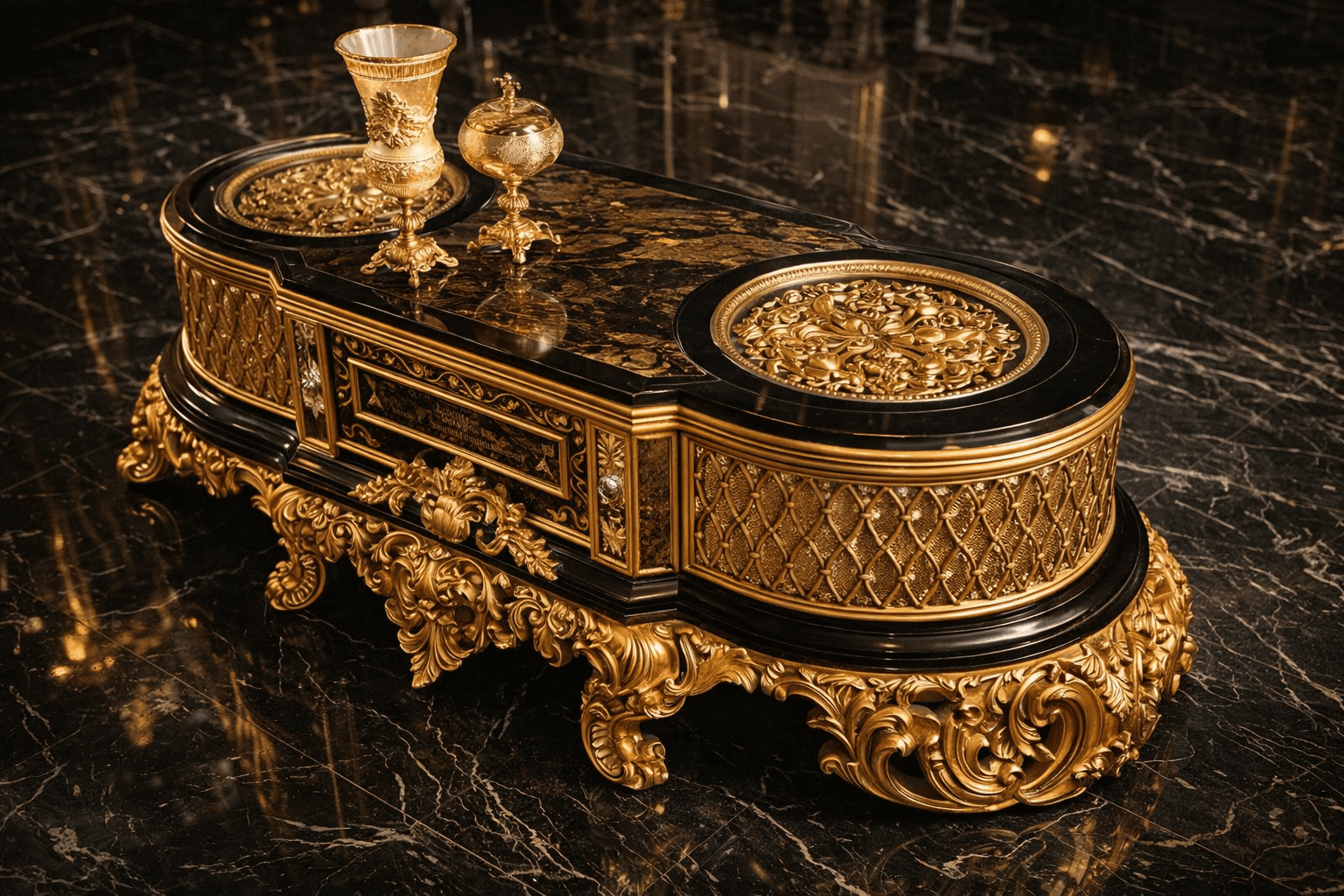  Imperial Maharaja Gold Carved Living Room Sofa Set - View 2