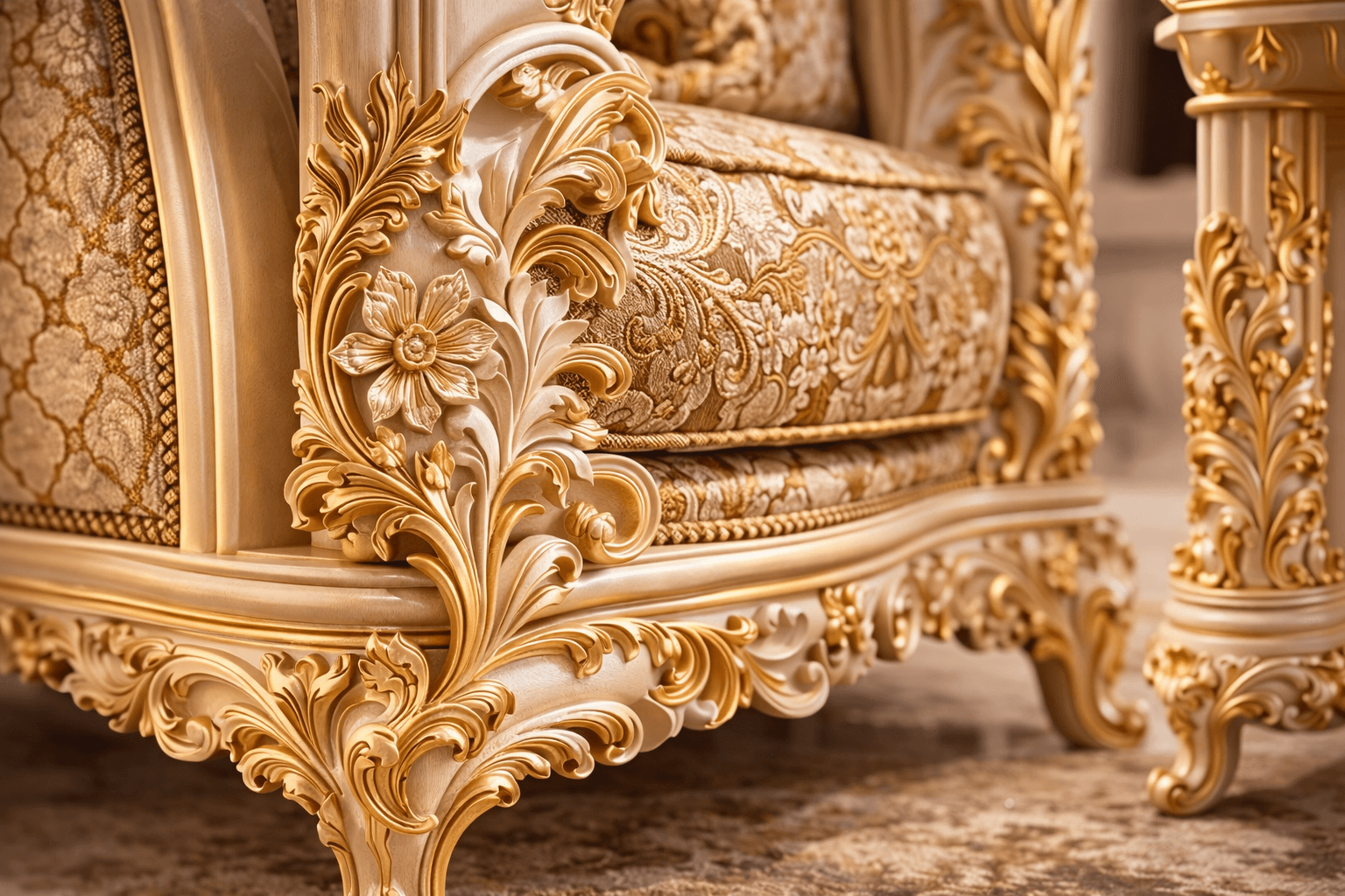  Royal Ivory Elegance Carved Living Room Set - View 5
