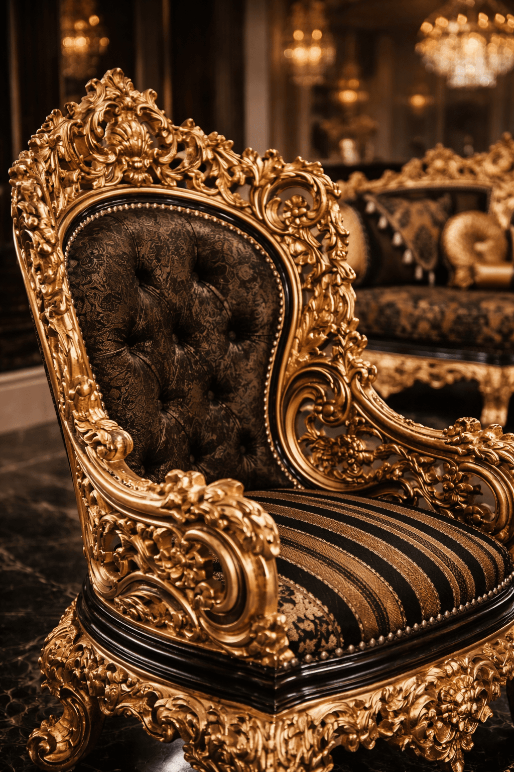  Imperial Maharaja Gold Carved Living Room Sofa Set - View 4