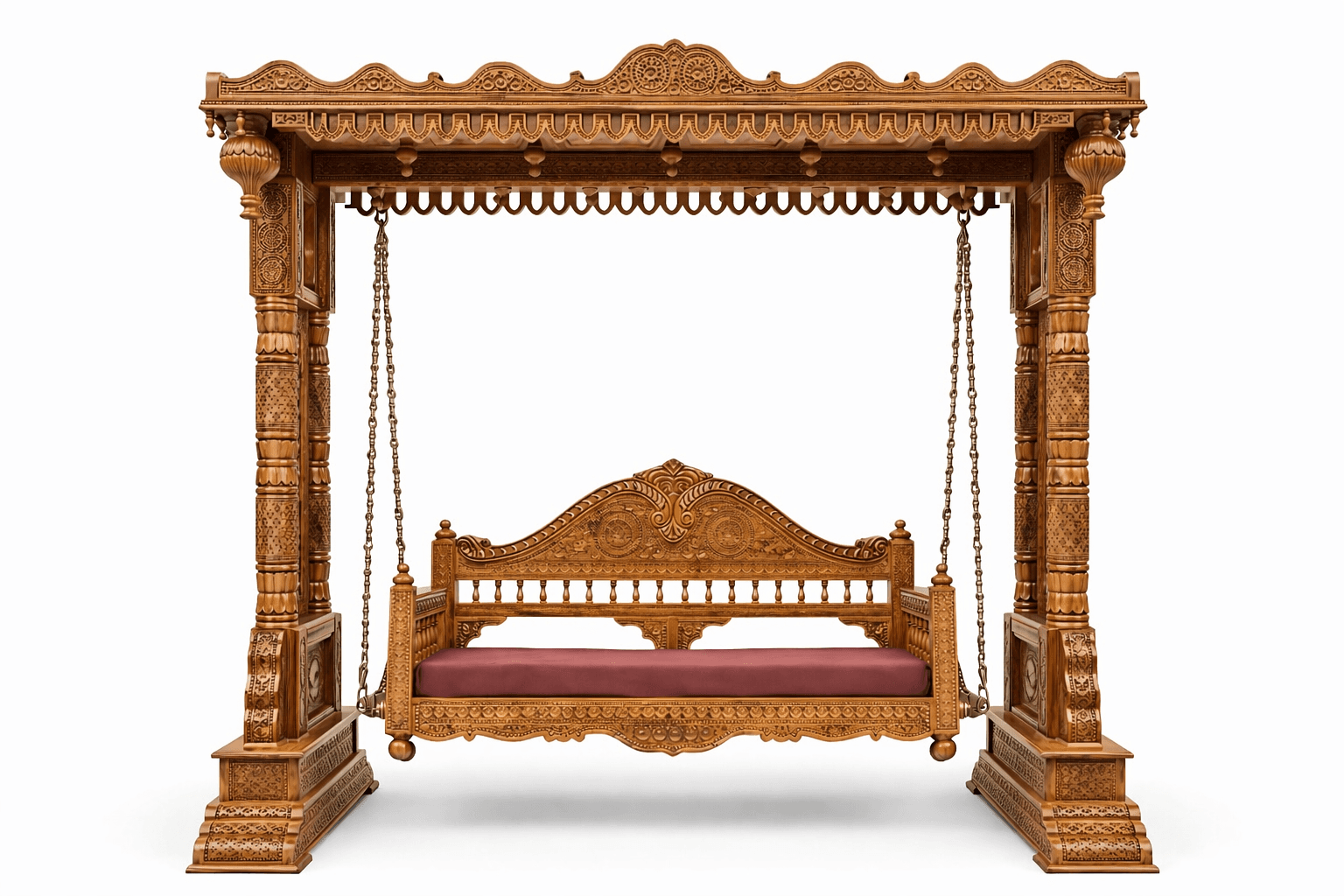  Maharaja Heritage Swing Sofa — Carved Teak Canopy Edition  ⸻