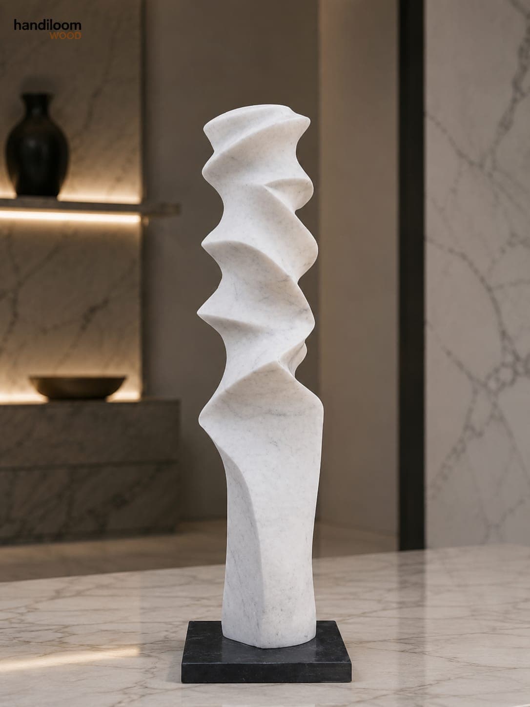 Squiggle and Wiggle White Marble - View 1